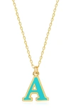 Gabi Rielle Vacay Dreamy Collection 14k Gold Plated Sterling Silver Turquoise French Enamel Initial Necklace In Letter A