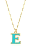 Gabi Rielle Vacay Dreamy Collection 14k Gold Plated Sterling Silver Turquoise French Enamel Initial Necklace In Gold- E