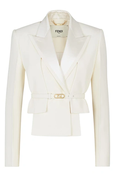 Fendi Wool & Silk Crop Jacket & Backless Vest Set In White