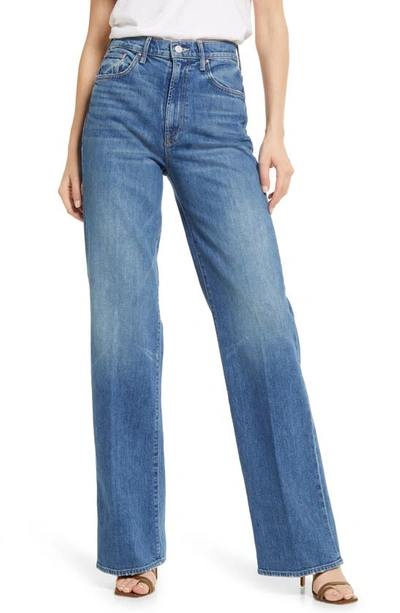 Mother The Pleated Fun Dip Puddle Wide-leg Jeans In Blue