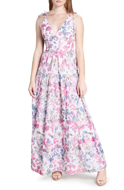 Dress The Population Pearl Floral Cotton Maxi Dress In Pink