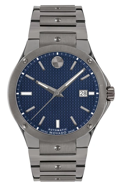 Movado Men's Swiss Automatic Sports Edition Gray Pvd Bracelet Watch 41mm Women's Shoes In Blue/gray