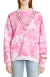 Collina Strada Camouflage-print Crystal-embellished Sweatshirt In Pink Camo
