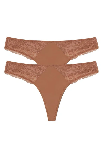 Skarlett Blue Minx Lace Thong 2-pack In Gold