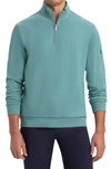 Bugatchi Cotton Blend Quarter Zip Pullover In Celadon