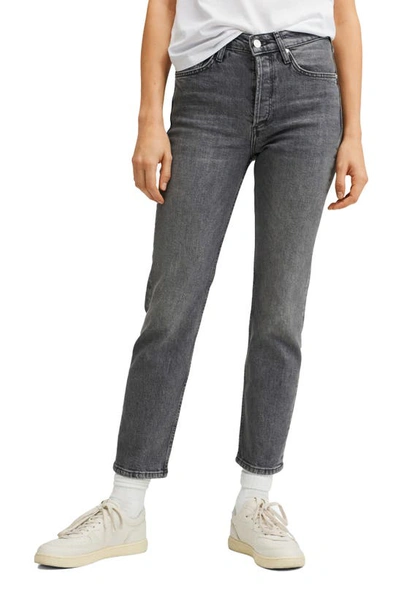 Mango Medium-waist Cropped Slim-fit Jeans Denim Grey