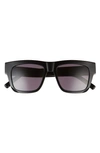 Givenchy 52mm Polarized Square Sunglasses In Shiny Black / Smoke