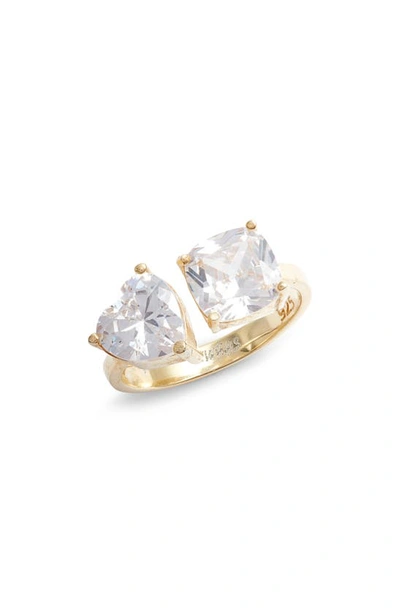 Shymi Two Stone Cubic Zirconia Ring In Gold