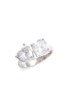 Shymi Two Stone Cubic Zirconia Ring In Silver