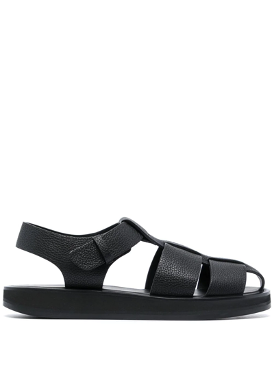 The Row Fisherman Hammered Leather Sandals In Black