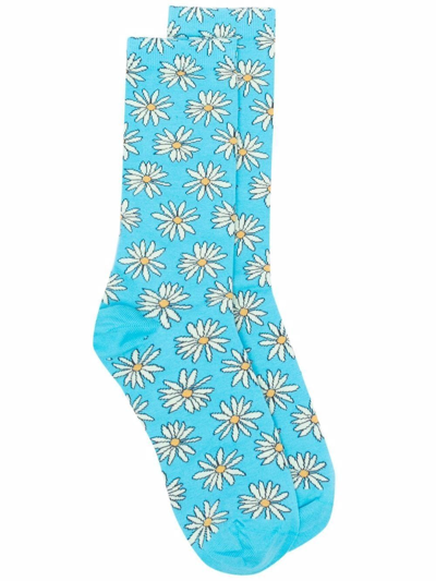 Jacquemus Daisy Print Socks In Blue