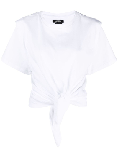 Isabel Marant Tied-waist Short-sleeved T-shirt In White