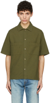 Frame Long Sleeve Corduroy Button-up Shirt In Army Green