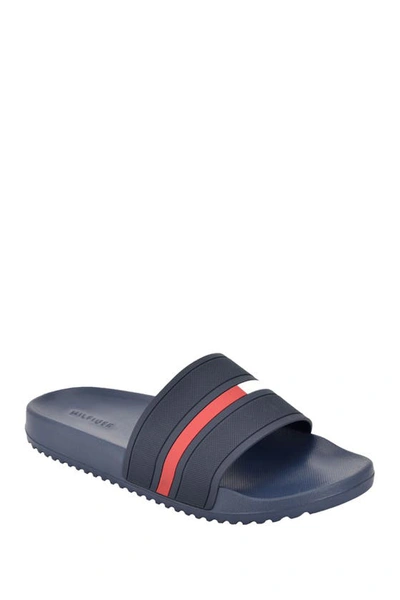 Tommy Hilfiger Men's Redder Flag Logo Pool Slide Sandals Men's Shoes In Dark Blue