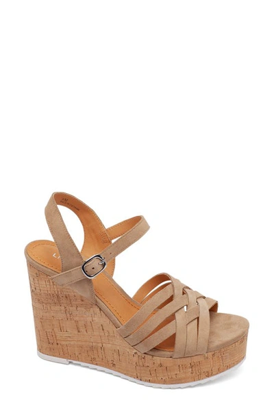 Lisa Vicky Glorious Platform Wedge Sandal In Taupe Suede