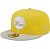 NEW ERA NEW ERA YELLOW/GRAY PHILADELPHIA 76ERS COLOR PACK 59FIFTY FITTED HAT