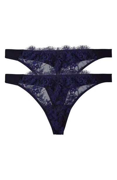 Skarlett Blue Entice Lace Front Thong 2-pack In Black