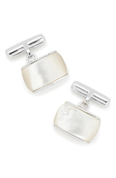 Cufflinks, Inc . Sterling Silver Mother Of Pearl Cufflinks In White