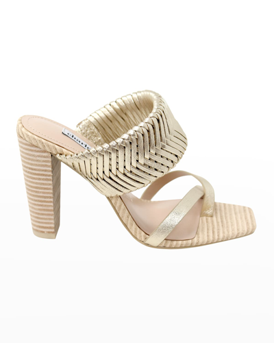 Charles David Horation Metallic Leather Block Heel Sandal In Light Gold