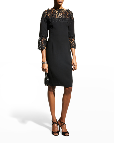 Shani Women's Lace-trim Crepe Sheath Dress In Blkgold