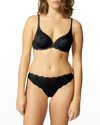 Simone Perele Reve Scalloped Lace Tanga In Black