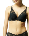 Simone Perele Reve Plunge Lace Push-up Bra In Black