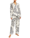 Desmond & Dempsey Jag Printed Organic Cotton Pajama Set In White