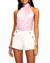 Ramy Brook Lori Tie-neck Silk Halter Top In Opal Pink