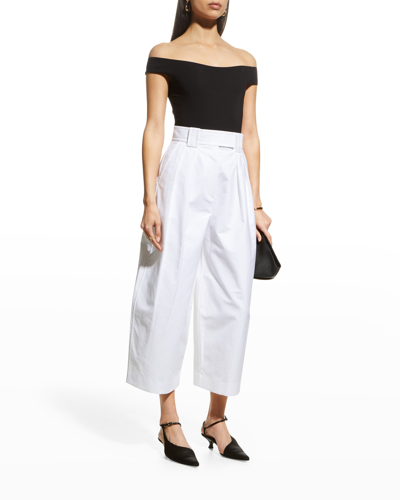 Khaite Tino Wide-leg Cropped Pants In White