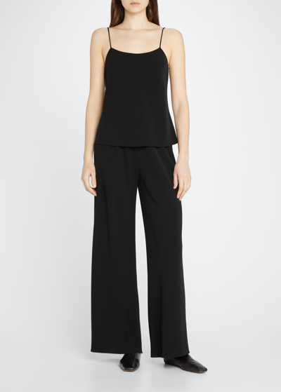 The Row Biggins Silk Top In Black
