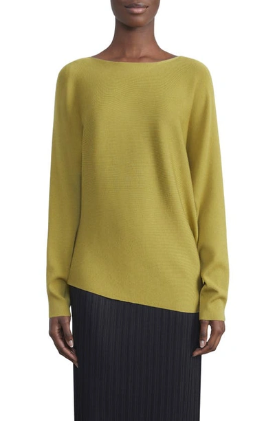 Lafayette 148 Asymmetric Dolman Sleeve Sweater In Agave Green