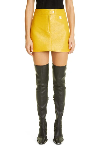 Courrèges Logo Patch A-line Mini Skirt In Ochre