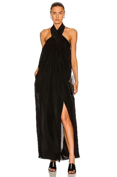 Alaïa Split Front Halter Dress In Noir