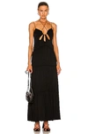 Simkhai Lina Cutout Tiered Crinkled-twill Maxi Dress In Black