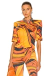 Attico Bella Heavy Viscose Jersey T-shirt In Orange Desert Shades