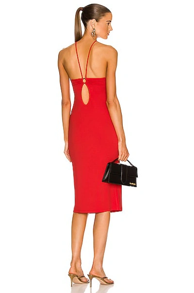 Fleur Du Mal Violet Embroidery Cupped Slip Dress In Red