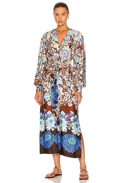 Alexis Vah Floral Belted Dress In Brun Blossom