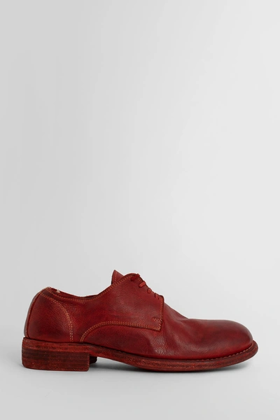 Guidi Leather Derby Shoes In Red