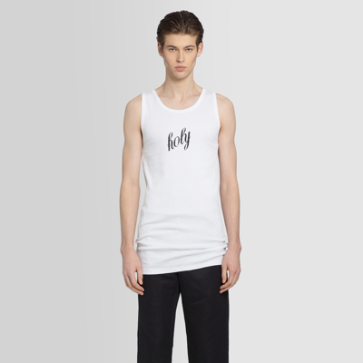 Ann Demeulemeester Holy Print Seva Cotton Jersey Tank Top In Off White