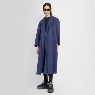 Balenciaga Safety Pin Organic Cotton Coat In Blue