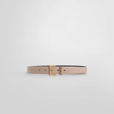 Saint Laurent Monogramme Leather Belt In Neutrals