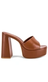 Larroude Dolly Platform Leather Mules In Brown