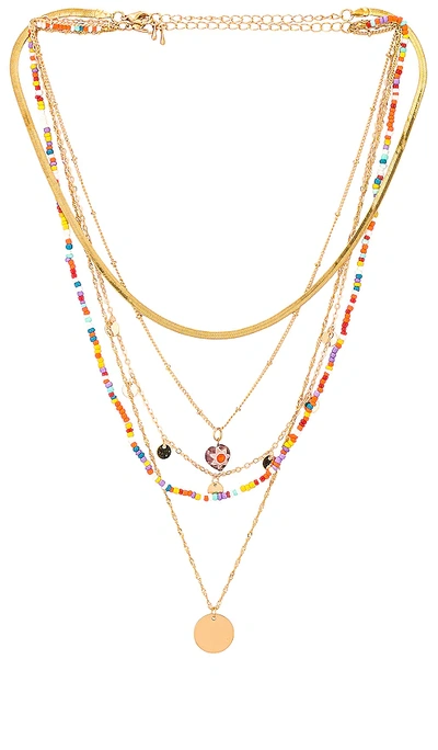 8 Other Reasons Beaded Layered Necklace In Metallic Gold