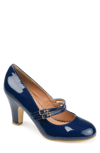 Journee Collection Journee Wendy Patent Mary Jane Pump In Navy