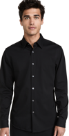 Theory Sylvain Nd Structure Knit Button-up Shirt In Black