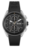 Hugo Boss Black-dial Chronograph Watch With Black Silicone Strap Men's Watches In Black