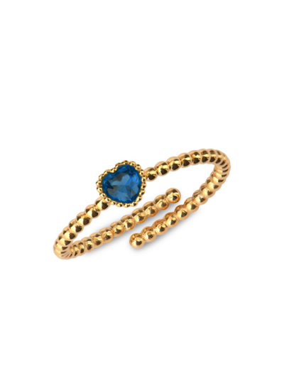 Gabi Rielle Women's Love In Bloom Heart Cavier Bead Adjustable Ring In Silver