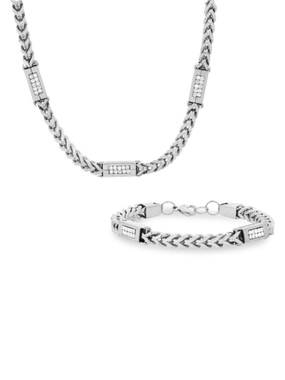 Anthony Jacobs Men's 2-piece Wheat Chain & Bracelet Set In Steel