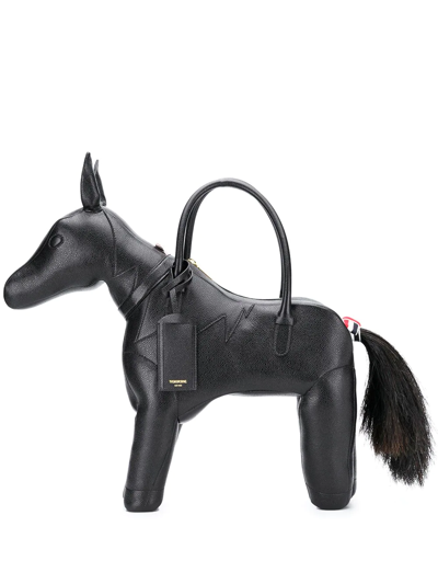 Thom Browne Horse Shaped Leather Bag In Black