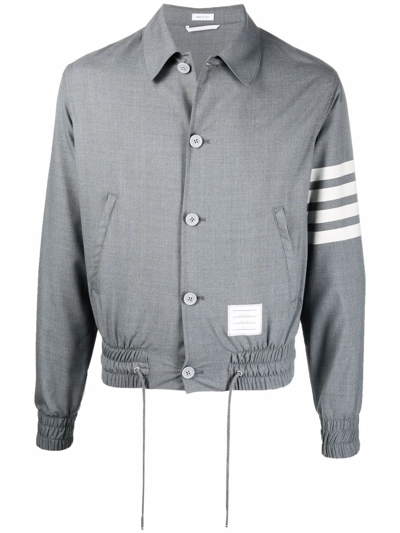 Thom Browne 4-bar Stripe Bomber Jacket In Grey